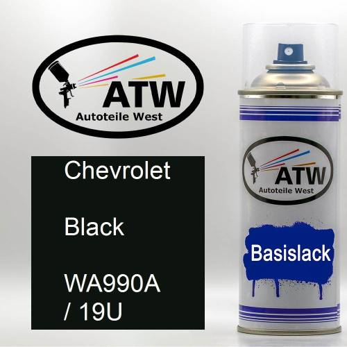 Chevrolet, Black, WA990A / 19U: 400ml Sprühdose, von ATW Autoteile West.